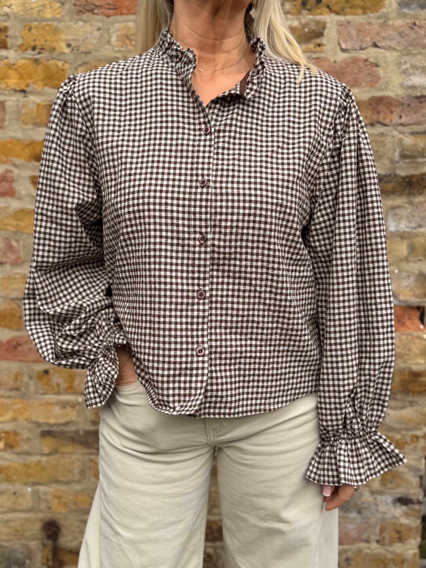 Gingham Ruffle Shirt