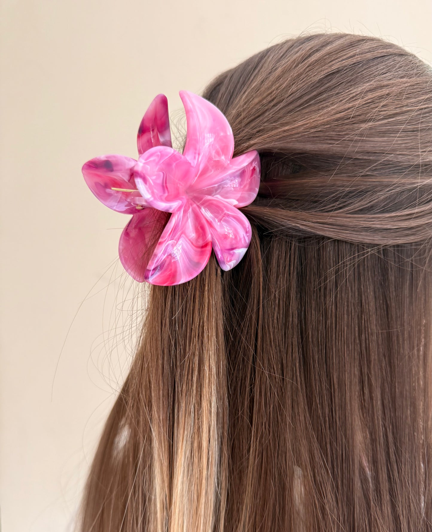 Flower Hair Claw Clip Hot Pink