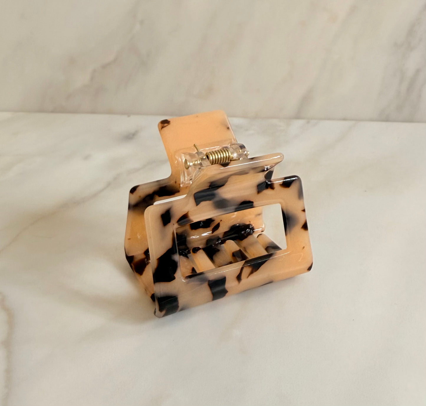 Mini Square Hair Claw Cream Tortoiseshell