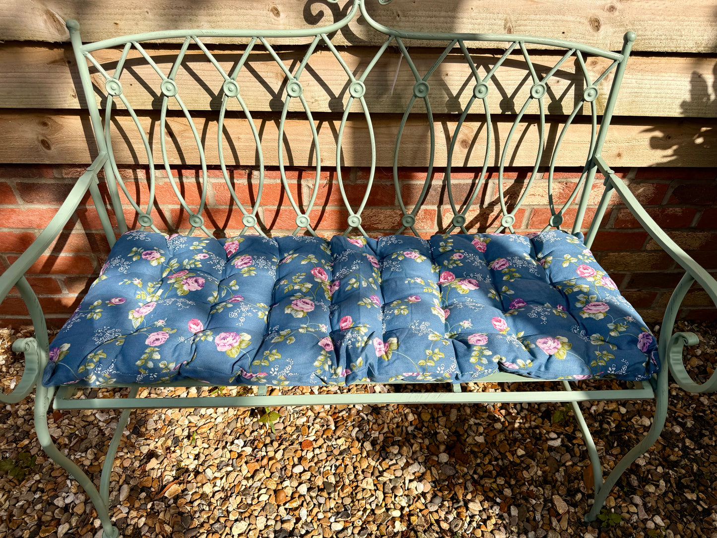 BENCH SEATPAD NAVY ROSEBUD