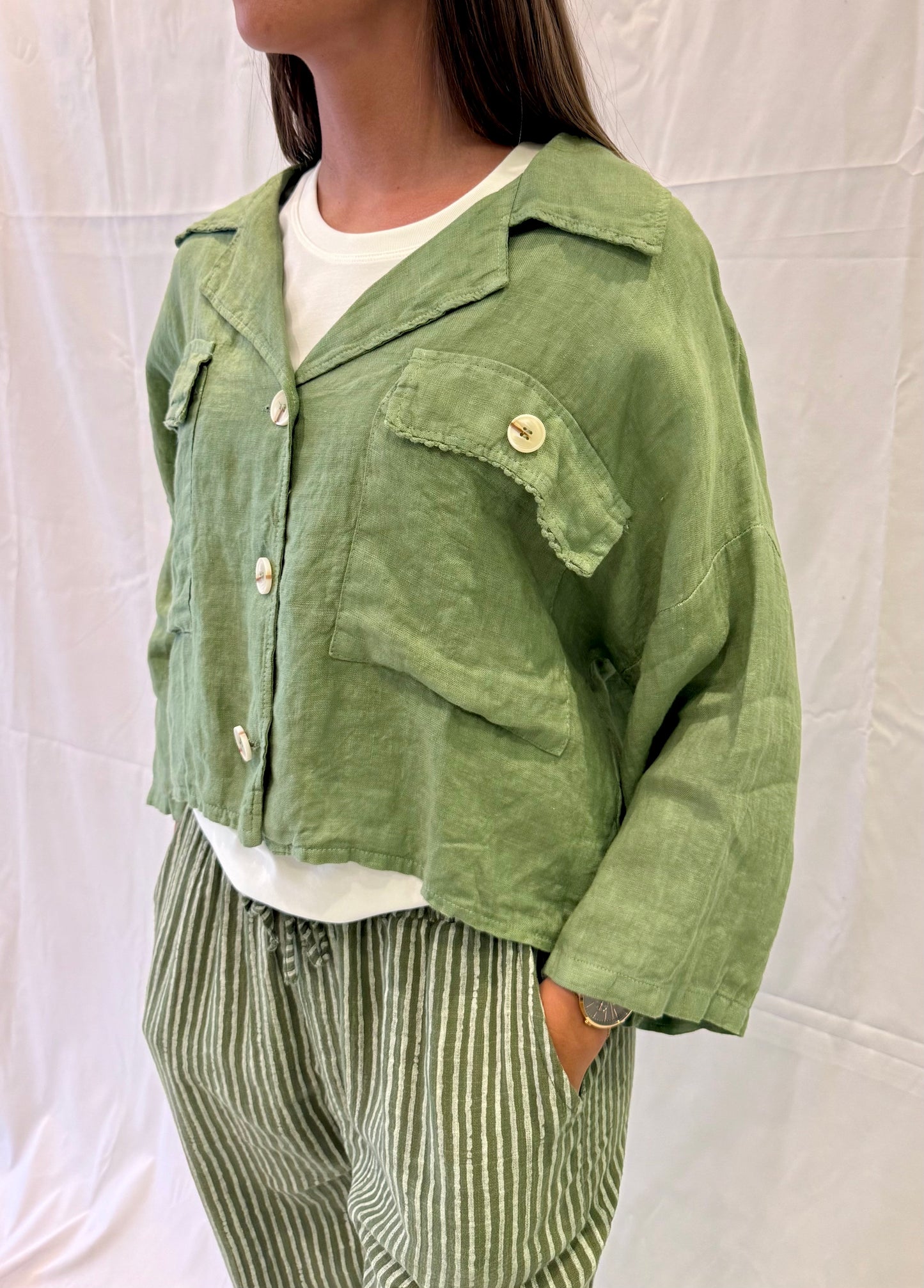 Cropped Linen Jacket