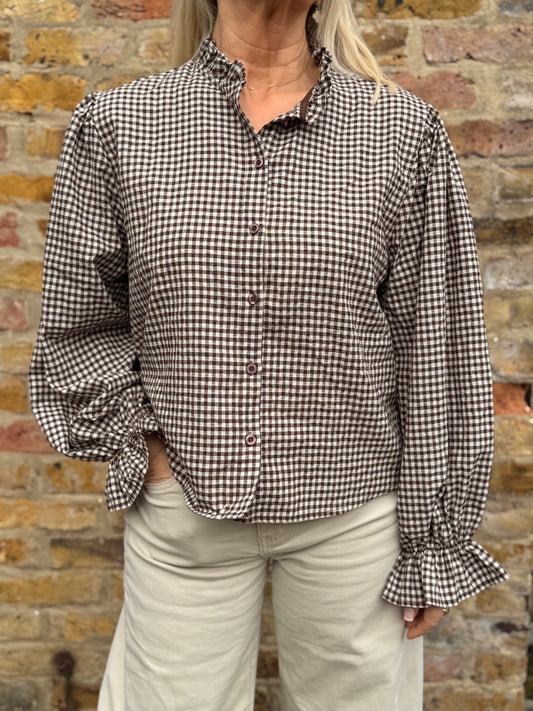 Gingham Ruffle Shirt