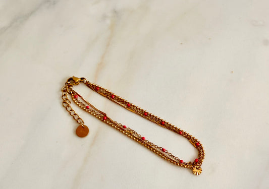 Carmen 2 Row Long Beaded Stainless Steel Bracelet
