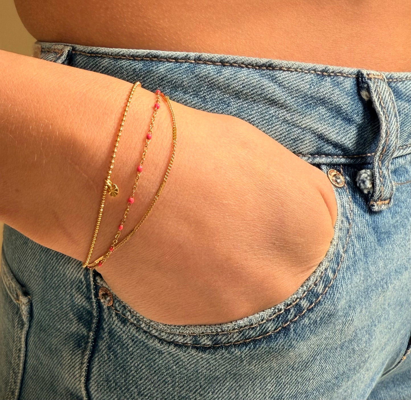 Carmen 2 Row Long Beaded Stainless Steel Bracelet
