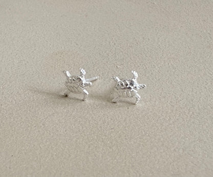 Sterling silver mini turtle earrings