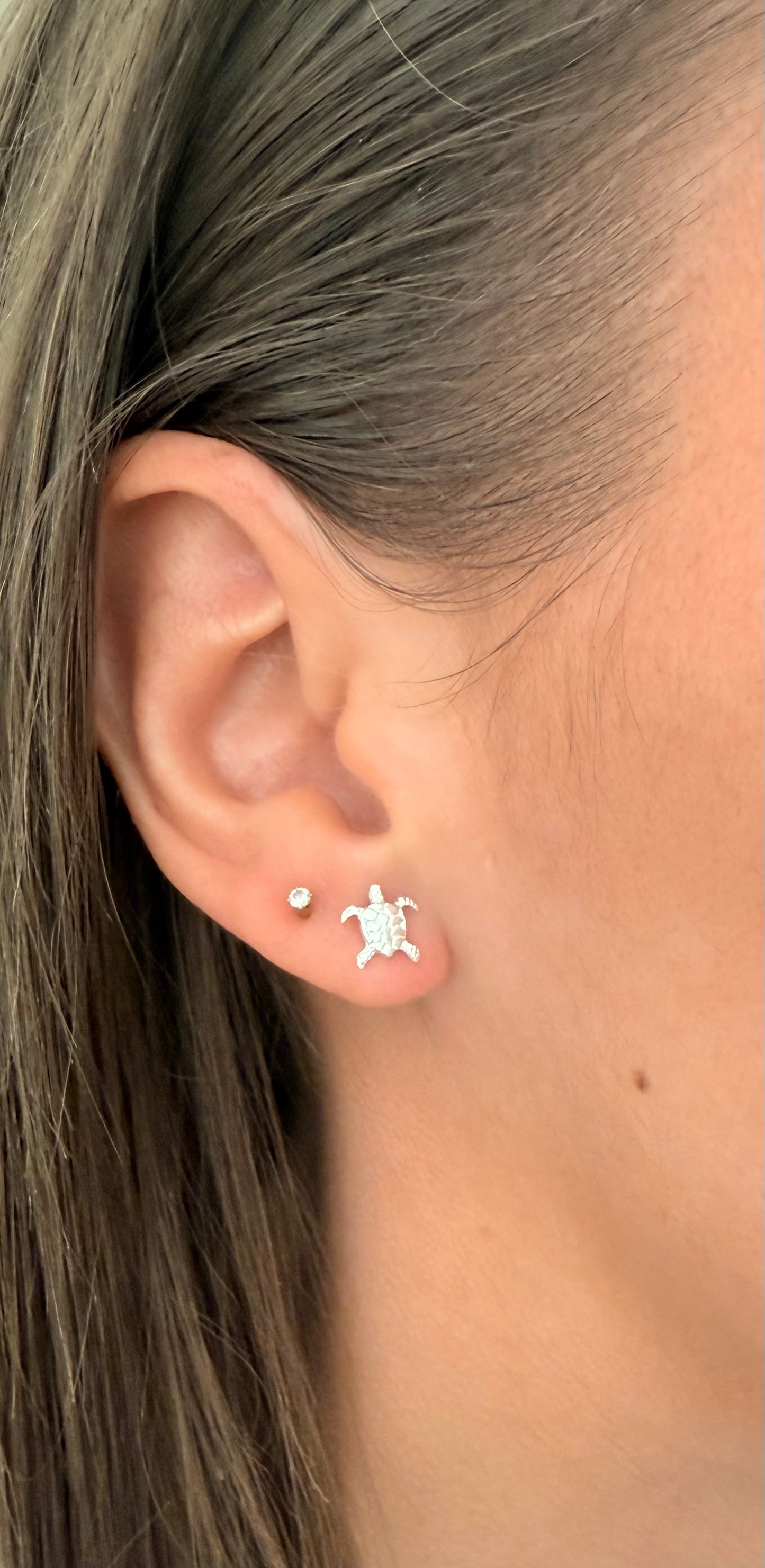 Sterling silver mini turtle earrings
