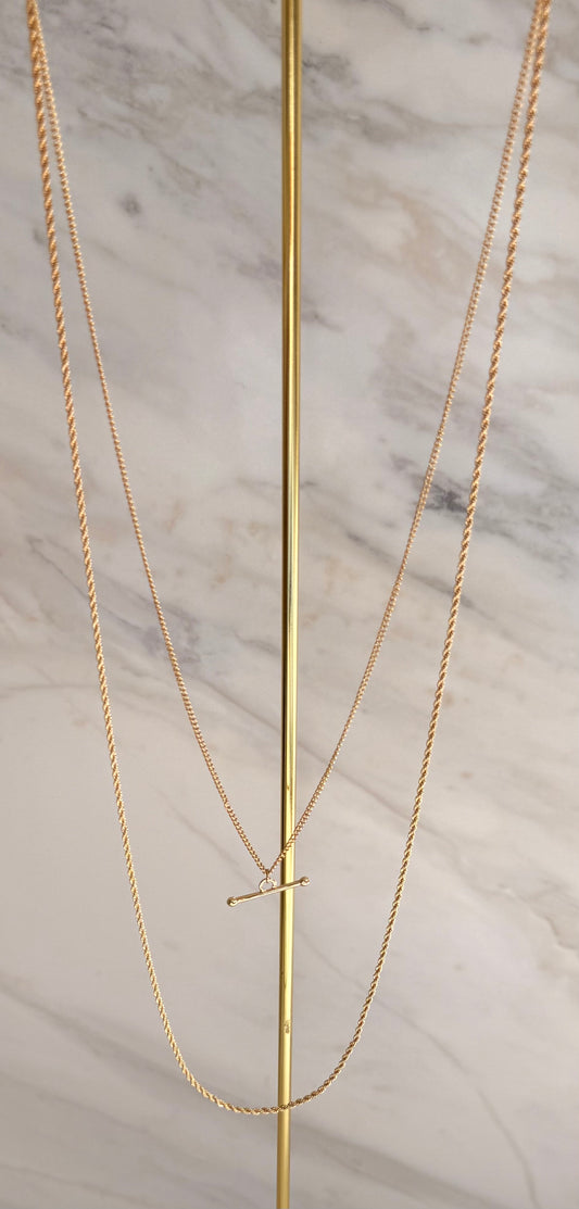 Marina Two Layered Chain Long Necklace With Tbar