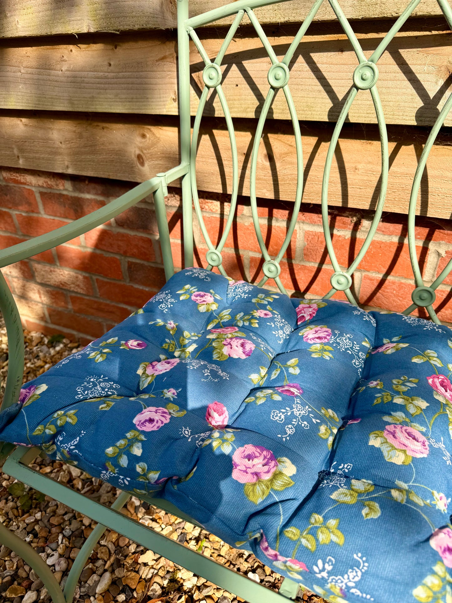 BENCH SEATPAD NAVY ROSEBUD