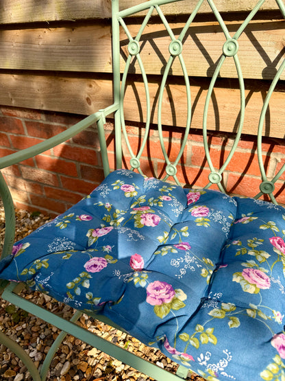 BENCH SEATPAD NAVY ROSEBUD